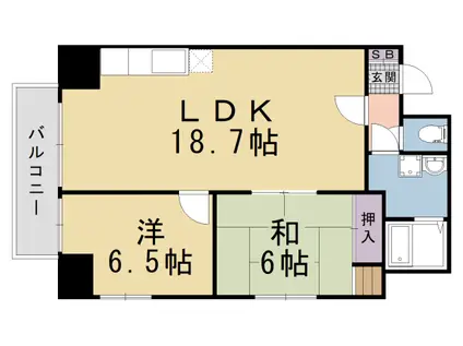 エルバーニョくろもん(2LDK/4階)の間取り写真