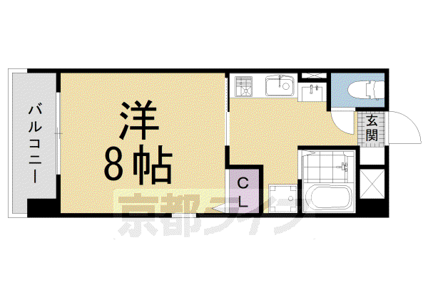東海道本線 西大路駅 徒歩10分 6階建 築20年(1K/3階)の間取り写真