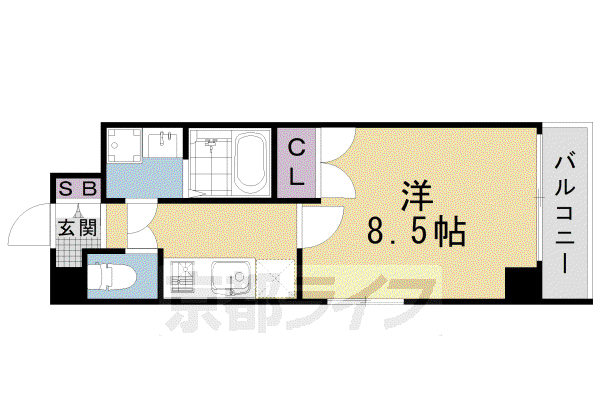 東海道本線 京都駅 徒歩10分 5階建 築20年(1K/1階)の間取り写真