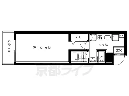 京阪電気鉄道京阪線 清水五条駅 徒歩3分 4階建 築19年(1K/2階)の間取り写真