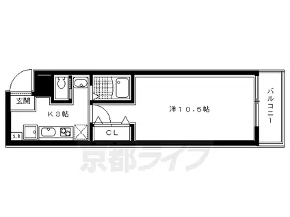 京阪電気鉄道京阪線 清水五条駅 徒歩3分 4階建 築19年(1K/2階)の間取り写真