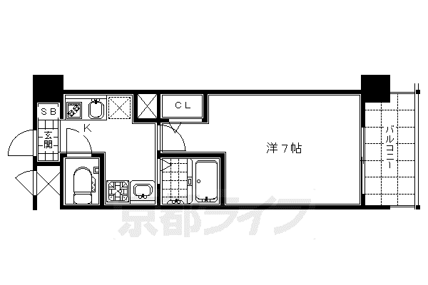 京阪電気鉄道京阪線 清水五条駅 徒歩1分 7階建 築20年(1K/1階)の間取り写真