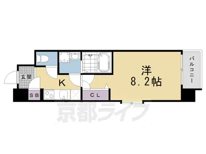 アーバンフラッツ五条堀川(1K/13階)の間取り写真