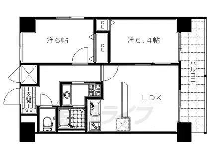 阪急電鉄京都線 京都河原町駅 徒歩3分 13階建 築20年(2LDK/11階)の間取り写真