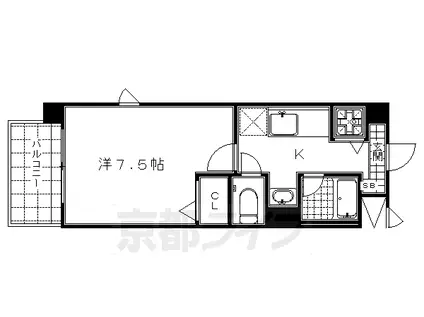 京阪電気鉄道京阪線 清水五条駅 徒歩10分 4階建 築19年(1K/1階)の間取り写真