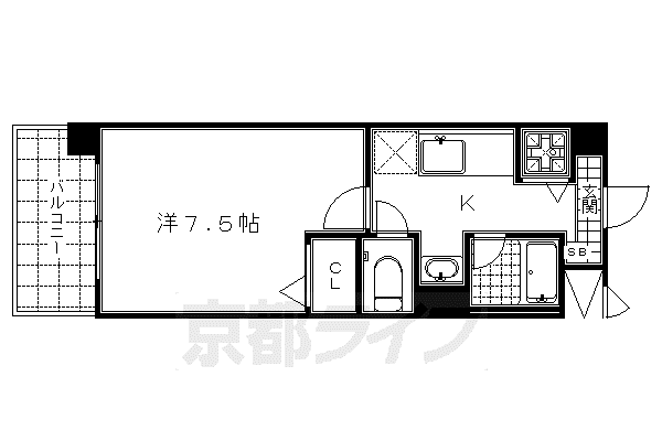 京阪電気鉄道京阪線 清水五条駅 徒歩10分 4階建 築20年(1K/2階)の間取り写真
