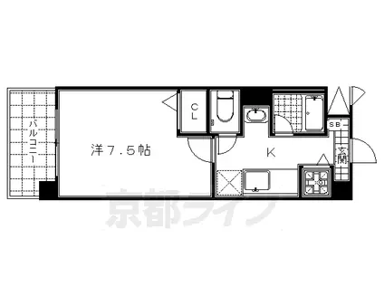 京阪電気鉄道京阪線 清水五条駅 徒歩10分 4階建 築19年(1K/2階)の間取り写真