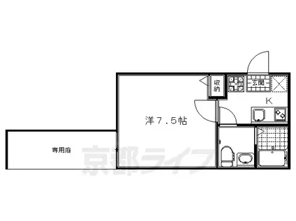 山陰本線 丹波口駅 徒歩5分 3階建 築19年(1K/1階)の間取り写真