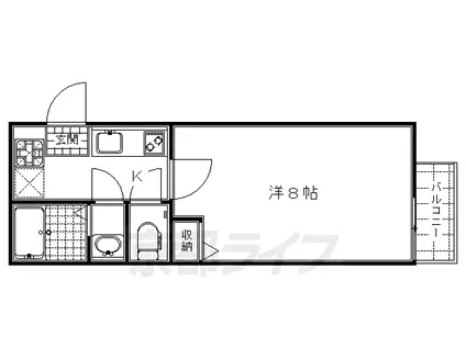 山陰本線 丹波口駅 徒歩5分 3階建 築19年(1K/2階)の間取り写真