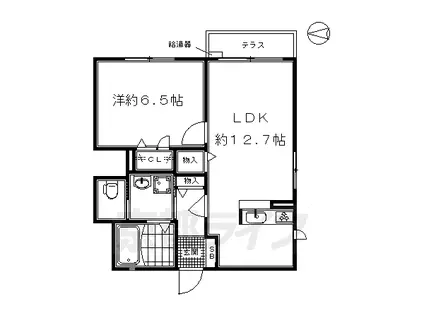 山陰本線 丹波口駅 徒歩8分 2階建 築16年(1LDK/1階)の間取り写真