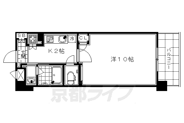 京阪電気鉄道京阪線 清水五条駅 徒歩3分 6階建 築19年(1K/2階)の間取り写真