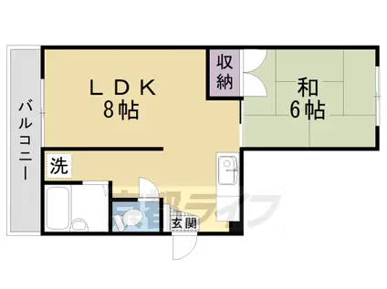 山陰本線 丹波口駅 徒歩10分 3階建 築50年(1LDK/2階)の間取り写真