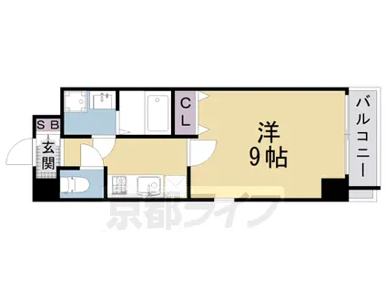 山陰本線 丹波口駅 徒歩10分 9階建 築18年(1K/7階)の間取り写真