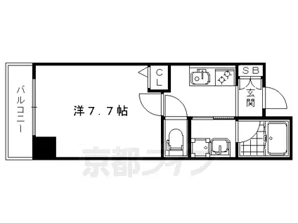 京都市東西線 西大路御池駅 徒歩5分 7階建 築13年(1K/1階)の間取り写真