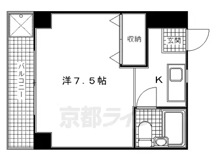 近鉄京都線 東寺駅 徒歩5分 3階建 築35年(1K/2階)の間取り写真