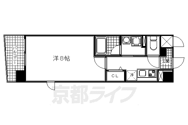 東海道本線 京都駅 徒歩4分 6階建 築17年(1K/4階)の間取り写真