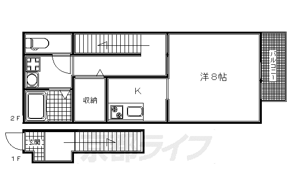 京都市烏丸線 五条駅(京都市営) 徒歩7分 2階建 築24年(ワンルーム/2階)の間取り写真