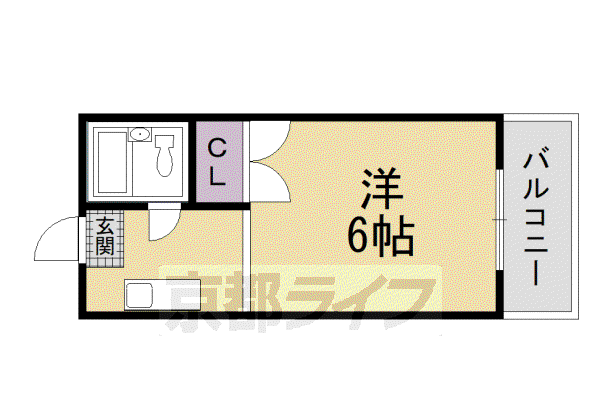京都市烏丸線 五条駅(京都市営) 徒歩3分 3階建 築41年(1K/2階)の間取り写真