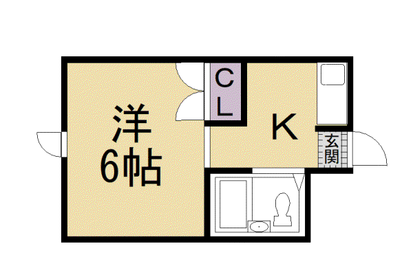 京都市烏丸線 五条駅(京都市営) 徒歩3分 3階建 築41年(1K/2階)の間取り写真