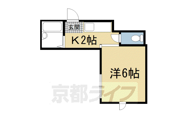 京都市烏丸線 五条駅(京都市営) 徒歩3分 3階建 築41年(1K/3階)の間取り写真