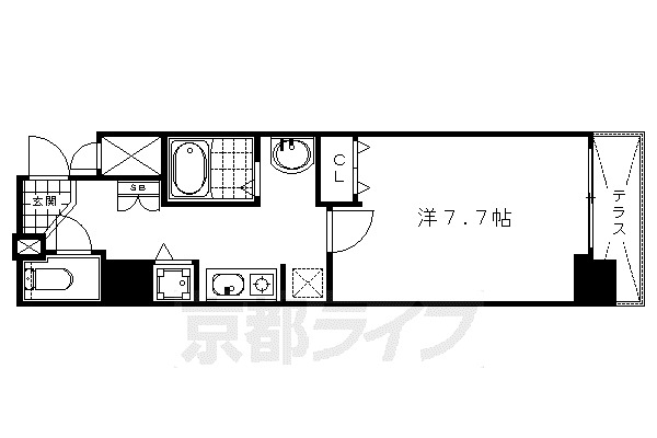 京都市烏丸線 九条駅(京都) 徒歩5分 8階建 築18年(1K/1階)の間取り写真