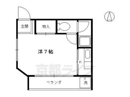 東海道本線 西大路駅 徒歩15分 2階建 築42年(1K/2階)の間取り写真