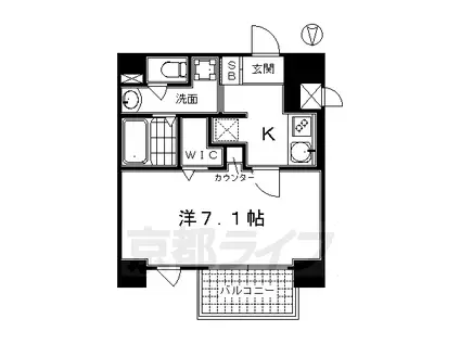 京阪電気鉄道京阪線 七条駅 徒歩2分 7階建 築17年(1K/2階)の間取り写真
