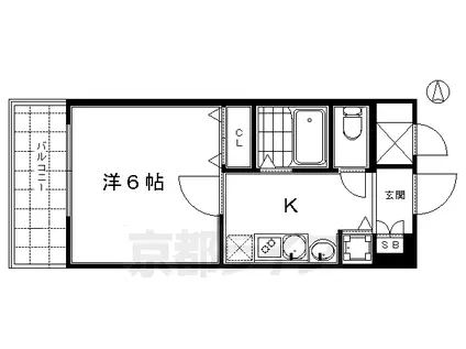 京阪電気鉄道京阪線 七条駅 徒歩2分 7階建 築17年(1K/2階)の間取り写真