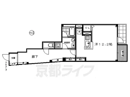 近鉄京都線 東寺駅 徒歩5分 4階建 築16年(ワンルーム/3階)の間取り写真