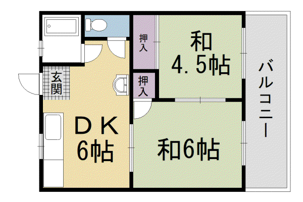 京阪電気鉄道京阪線 清水五条駅 徒歩3分 2階建 築50年(2DK/2階)の間取り写真
