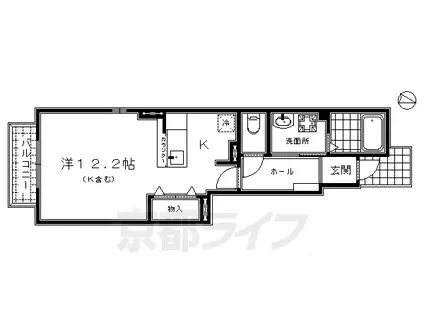 近鉄京都線 上鳥羽口駅 徒歩23分 2階建 築16年(1K/1階)の間取り写真