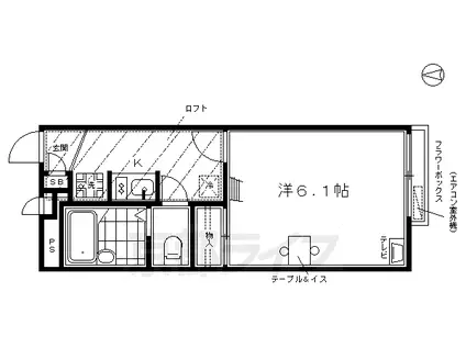 東海道本線 西大路駅 徒歩15分 2階建 築24年(1K/1階)の間取り写真
