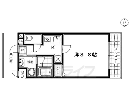 近鉄京都線 上鳥羽口駅 徒歩7分 3階建 築16年(1K/3階)の間取り写真