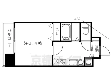 山陰本線 丹波口駅 徒歩9分 7階建 築16年(1K/4階)の間取り写真