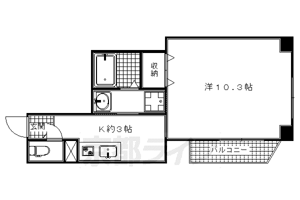 山陰本線 丹波口駅 徒歩11分 8階建 築16年(1K/2階)の間取り写真