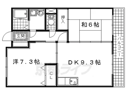 京阪電気鉄道宇治線 黄檗駅(京阪) 徒歩15分 3階建 築29年(2LDK/1階)の間取り写真