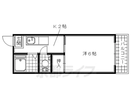 近鉄京都線 小倉駅(京都) 徒歩10分 2階建 築41年(1K/1階)の間取り写真