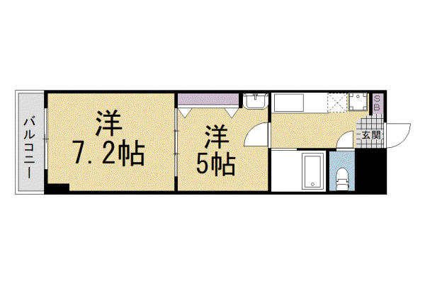 近鉄京都線 小倉駅(京都) 徒歩9分 4階建 築36年(1DK/2階)の間取り写真