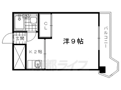近鉄京都線 向島駅 徒歩10分 5階建 築36年(1K/4階)の間取り写真