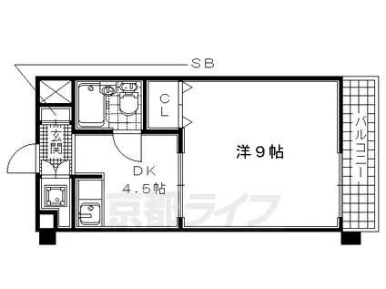 近鉄京都線 大久保駅(京都) 徒歩3分 4階建 築33年(1DK/2階)の間取り写真
