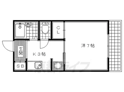京阪電気鉄道宇治線 木幡駅(京阪) 徒歩1分 2階建 築33年(1K/1階)の間取り写真