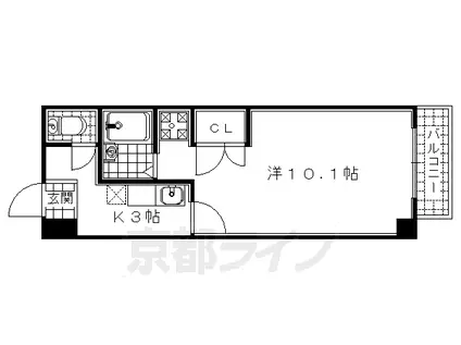 近鉄京都線 小倉駅(京都) 徒歩5分 3階建 築28年(1K/1階)の間取り写真