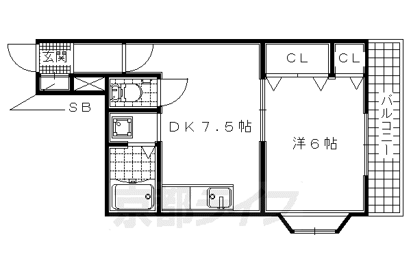 近鉄京都線 伊勢田駅 徒歩5分 3階建 築28年(1DK/3階)の間取り写真