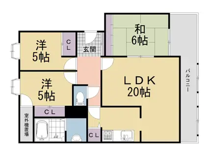近鉄京都線 向島駅 徒歩10分 4階建 築35年(3LDK/1階)の間取り写真
