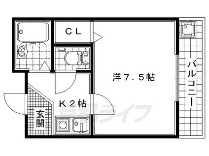 近鉄京都線 伊勢田駅 徒歩10分 3階建 築30年(1K/1階)の間取り写真