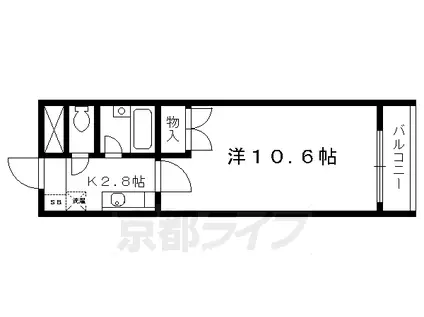 近鉄京都線 向島駅 徒歩5分 3階建 築26年(1K/3階)の間取り写真