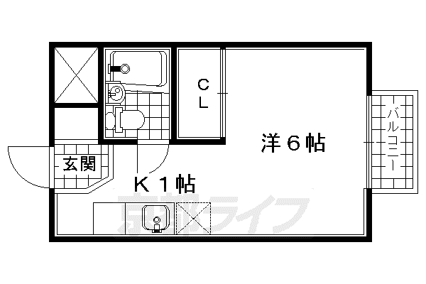 奈良線 宇治駅(JR) 徒歩4分 2階建 築40年(1K/2階)の間取り写真