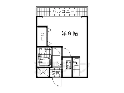 近鉄京都線 向島駅 徒歩9分 5階建 築35年(1K/3階)の間取り写真
