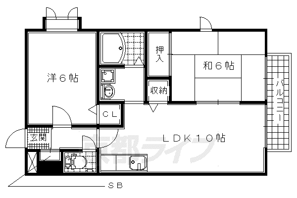 サンハイムサイコー(2LDK/1階)の間取り写真