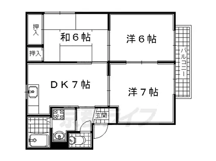 近鉄京都線 久津川駅 徒歩4分 2階建 築27年(3DK/2階)の間取り写真